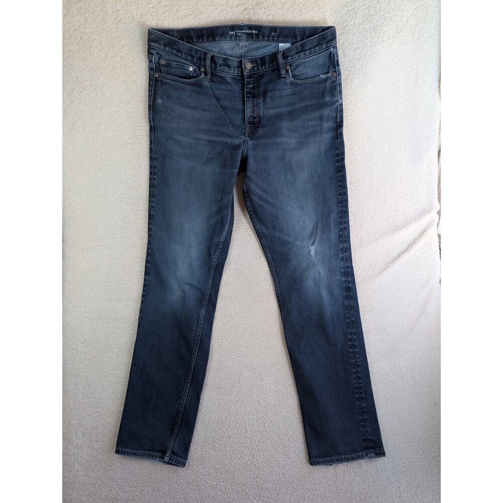 Banana Republic Legacy Jeans Mens 36x34 Slim Fit Straight Blue Stretch Denim Y2K